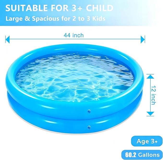 IPOOLGO Inflatable Swimming Pool, 44" X 12" Convenient Family Inflatable Swimming Pool, Indoor and Outdoor Play Pool, Girls/Boys Water Play Center