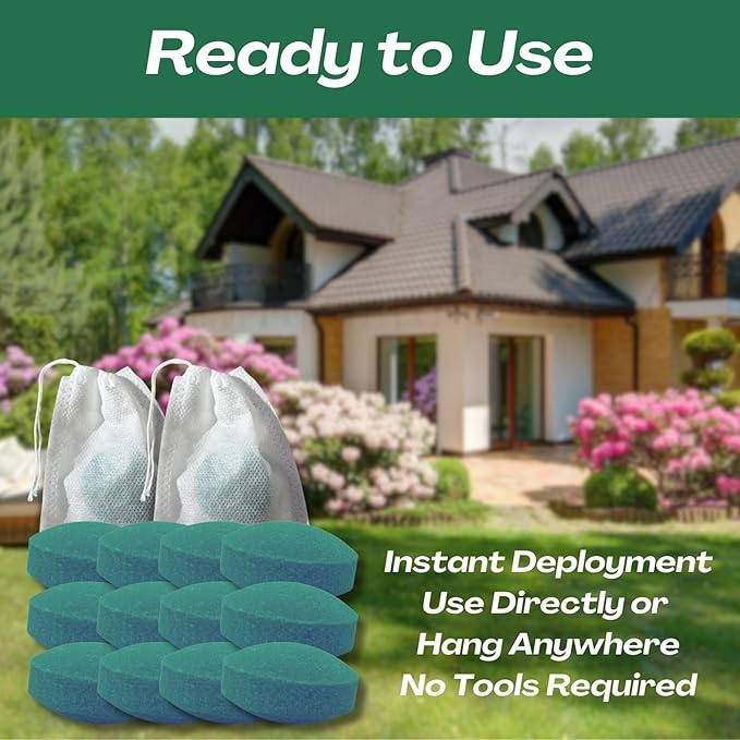 Deer & Rabbit Repellent Balls for Gardens, Plants & Trees - Outdoor Scent Deterrent with Plant Oils, Safe Around Pets, Long-Lasting 30-60 Days Protection