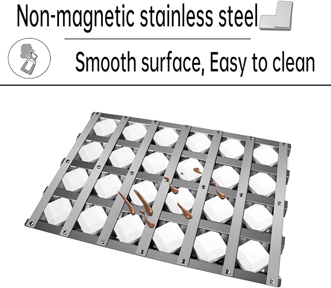 Kalomo 17.8125" Grill Heat Plates Grill Briquette Tray for Alfresco Grill ALX2-30C, ALX2-42C, ALX2-42RFG, ALX2-56, ALX2-56BFG, Stainless Steel BBQ Heat Shield Flame Tamer with 48 Ceramic Briquettes