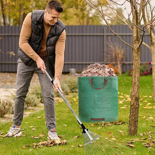 68 Inch Rake for Leaves, Metal Leaf Rake Set with 72 Gallon Leaf Bags,Leaf Scoops Hand Claws, Work Gloves– Complete Yard Tool Kit for Outdoor Garden Lawns Yard Shrub Grass Bush