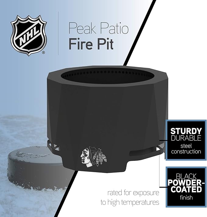 Blue Sky Outdoor Living NHL Toronto Maple Leafs 24” Steel Peak Patio Smokeless Fire Pit, Firewood and/or Wood Pellet Burning