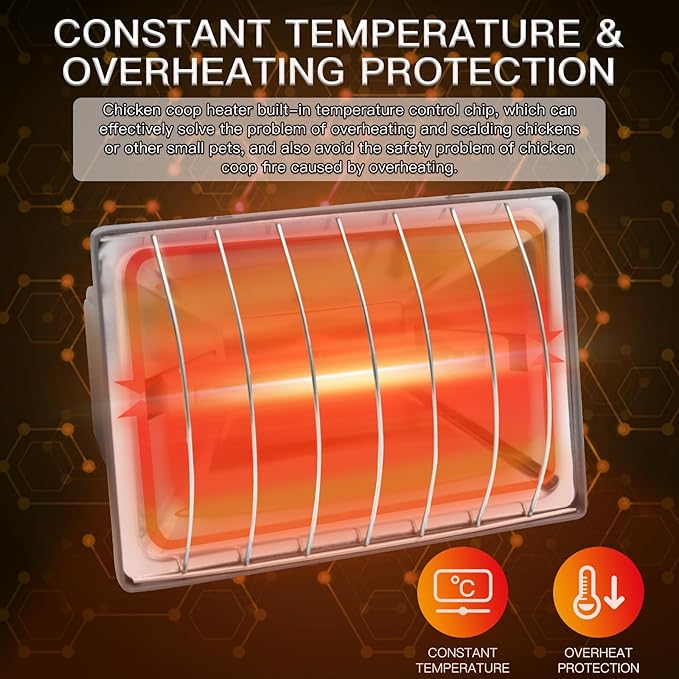Chicken Coop Heater Lamp 250W Winter Hanging Heat Lamp for Chickens Incubators Temperature Adjustable Chicken Brooder Heating Lamp Chicken Heaters for Dog Kennel Poultry House