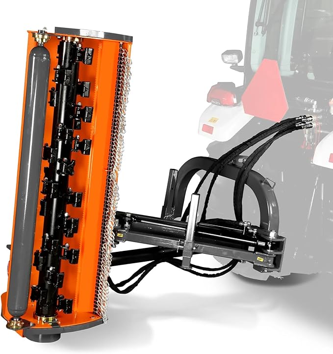 60" Inch PTO Drive 3 Point Hitch Offset Flail Ditch Bank Mower for 25-60HP Tractor, 77'' Offset Distance,60°/90° Rotation Angle, 24 Hammers, Model VAM60