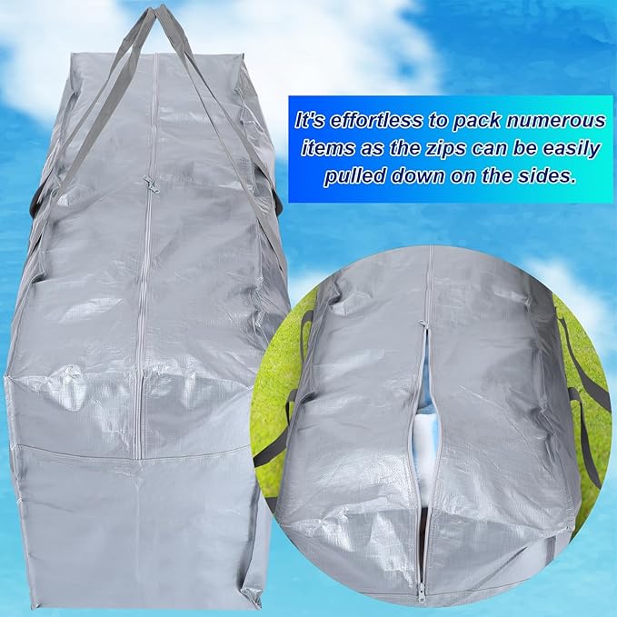 Windyun 4 Pack 98 Gallon Extra Large Storage Bags XXL Moving Bags with Zipper Handles Heavy Duty Jumbo Big Tote Box for Christmas Tree Storage 4, 5, 7.5, 9, 10, 12 ft Skeleton College Dorm(Silver)