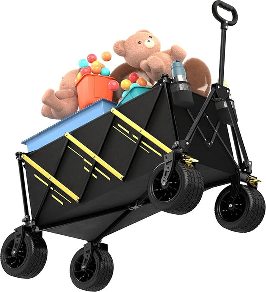 Wagon cart Foldable,Portable cart,Pets carts,with Large All-Terrain Beach Wheels and Drink Holder for Sports, Shopping, Camping