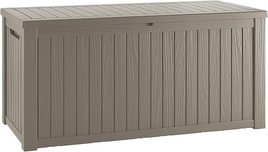 Mersco 150 Gallon Double-Wall Resin Deck Box - Lockable Waterproof Outdoor Storage Box, 1000lbs Capacity & Doubles as Seating for Patio Furniture - Garden Tools, Pool Accessories (Black)