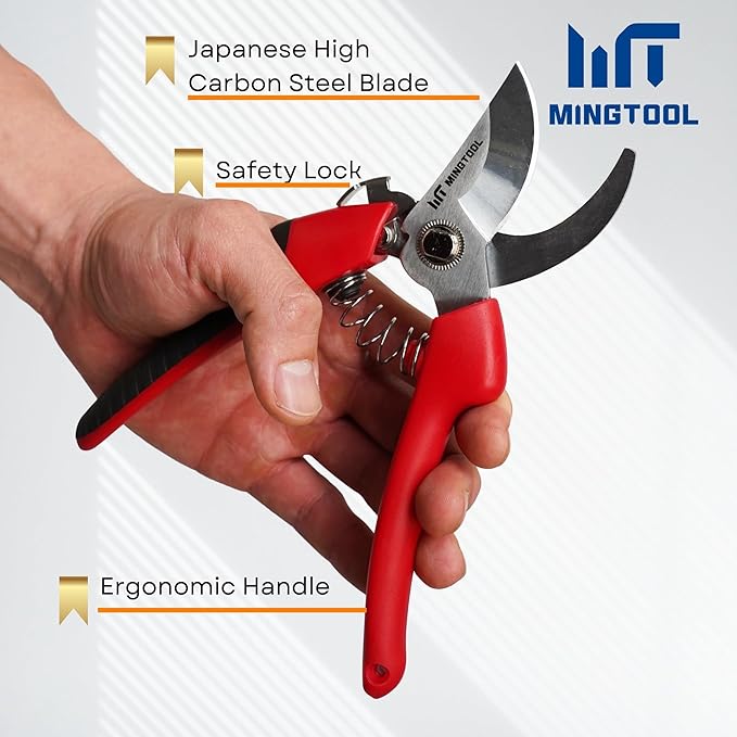 Bypass Pruning Shears,0.7-inch Cut Capacity, Professional Gardening Tools, Heavy-Duty Hand Pruners for Plants and Branches,Rust Resistant Steel Blade