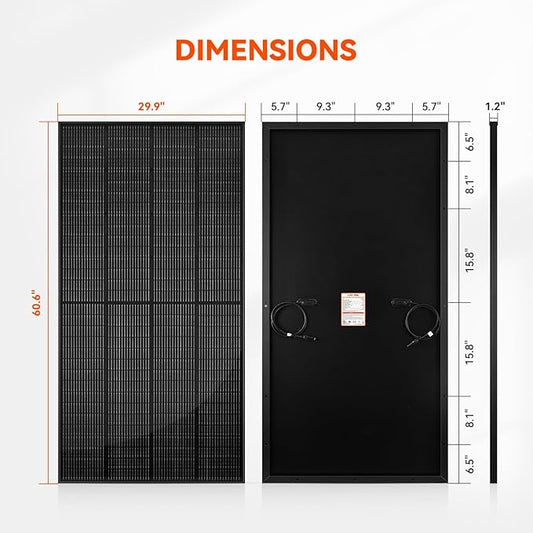 RICH SOLAR 250 Watt 24 Volt 16BB Cell Monocrystalline Solar Panel N-Type Cells High Efficiency Solar Module for RV Trailer Camper Marine Off-Grid All Black