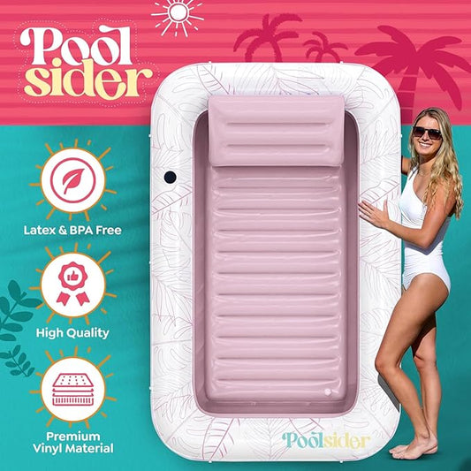 Premium Inflatable Tanning Pool Lounger | Large Inflatable Tanning Bed for Adults - 4 in 1 Multipurpose Suntan Tub | Pool Floats Adults, Inflatable Pool Float | Tanning Float - Sunbathing Pool Raft