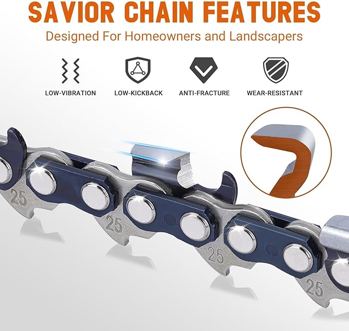 Savior 3Pack A42 6 Inch Chainsaw Chain for B&D Alligator Lopper LLP120, LLP120B Worx WG307 WG320 Jawsaw CRAFTSMAN CMZCSC6 6" Chainsaw Replacement Chain, Pitch: 1/4", Gauge: .050", Drive Link Count: 42