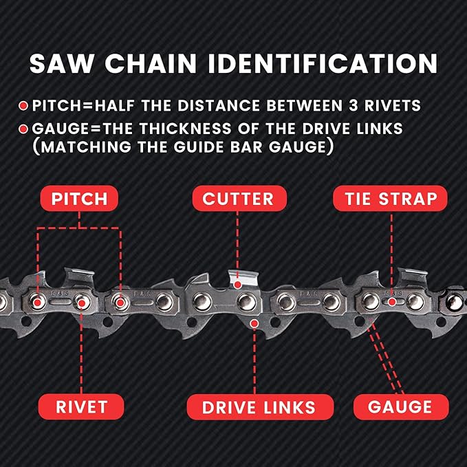 E & S 3 Pack 16 Inch Chainsaw Chain 3/8" LP Pitch .043" Gauge 55 Drive Links Semi-Chisel Chain Saw Chains for Husqvarna, Poulan, Craftsman, Greenworks and More Chainsaw Brands