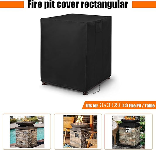 Square 22 Inch Fire Pit Cover, 22 Inch Gas Outdoor Firepit Cover, Patio Fireplace Cover Waterproof 600D - 22x 22 x 35inch