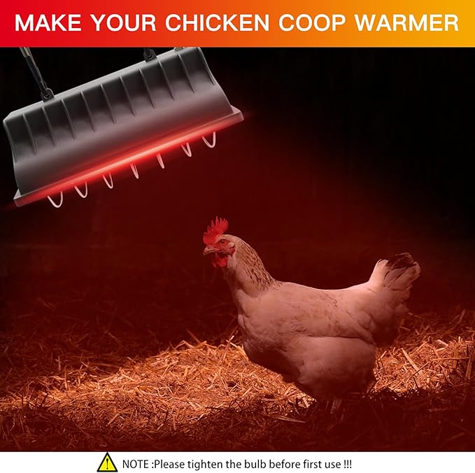 Chicken Coop Heater Lamp 250W Winter Hanging Heat Lamp for Chickens Incubators Temperature Adjustable Chicken Brooder Heating Lamp Chicken Heaters for Dog Kennel Poultry House