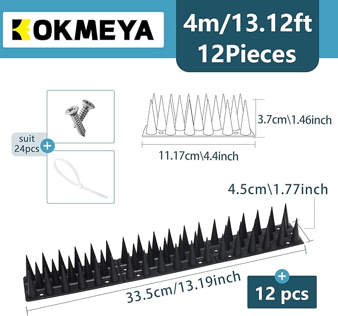 Bird Spikes,Black,6 Pack Bird deterrents for Outside,Keep Raccoon Squirrel Pigeon Away,Fence Spike for Garden Patio
