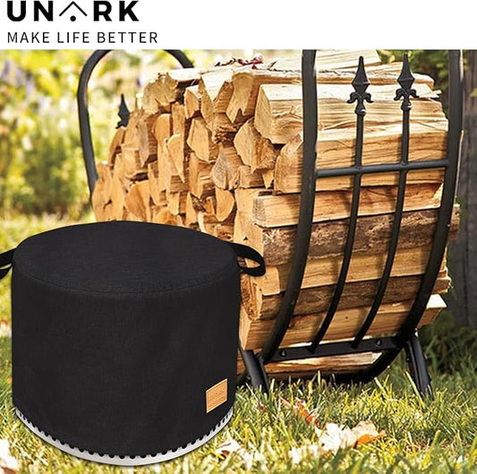 Round Fire Pit Cover for Bonfire Cover 19.5 Inch, Bonfire Cover Waterproof 20 Inch, Bonfire Fire Pit Accessories Outdoor Heavy Waterproof Protective Round (Black)