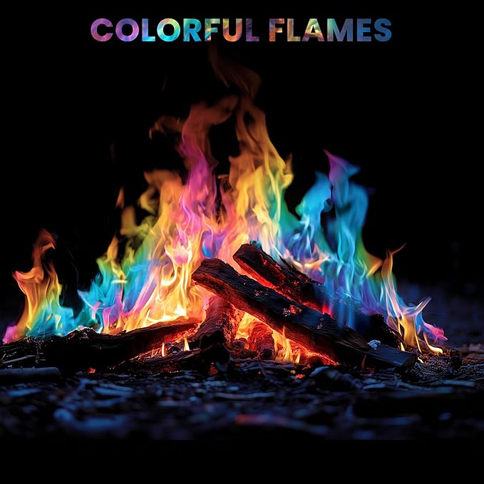 Magical Flames Fire Color Changing Packets Fire Pit (25 Pack), Fire Color Packets for Camping Essentials, Campfire, Bonfire & Fireplaces, Campfire Accessories, Cosmic Flames