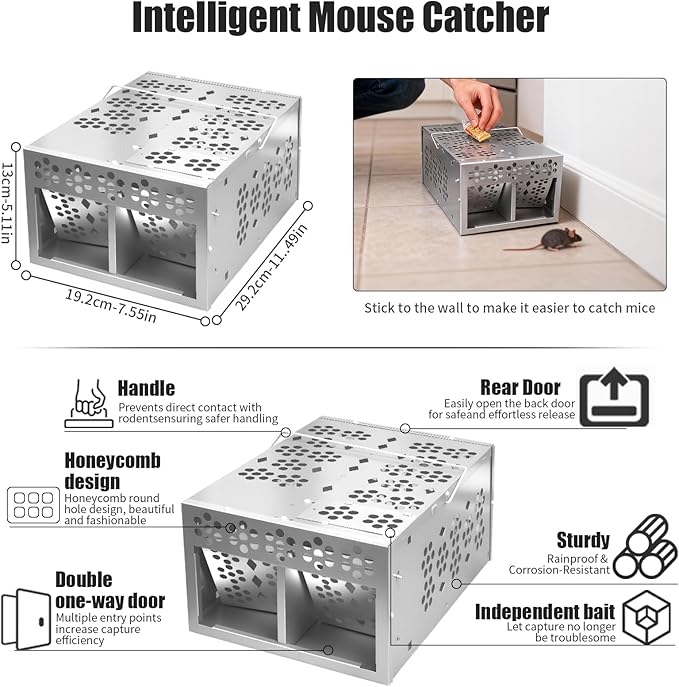 Eaglever Mouse Trap, Eaglever Rat Trap, Stainless Steel Automatic Mousetrap, Automatic Rat Trap, Automatic Mouse Trap, Easy to Set Mice Catcher for Indoor and Outdoor (New Upgraded Version(1 PCS))