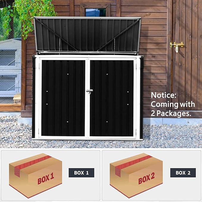 Goplus 6' x 3' Outdoor Storage Shed, Multi-Purpose Galvanized Steel Garden Shed with Air Vent and Lockable Door, Tool Storage Shed for Backyard, Patio & Lawn