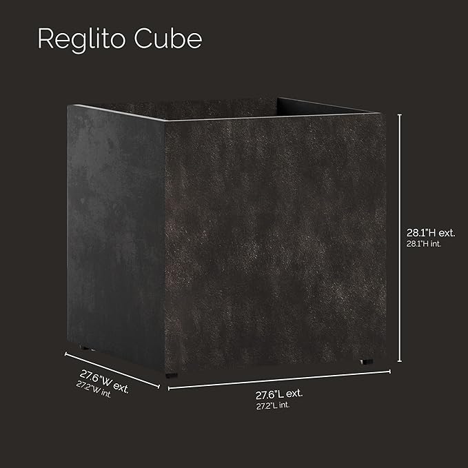 Reglito Cube Planter - 27.6 in x 27.6 in x 28.1 in - Brown Stone