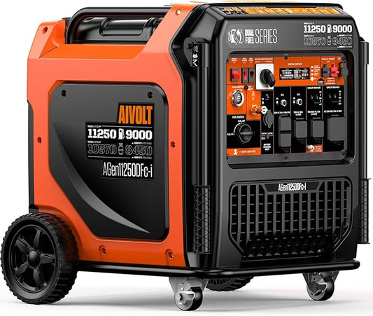 AIVOLT 11250 Wattages Dual Fuel Portable Inverter Generator Super Quiet Gas Propane Powered Remote/Electric Start Outdoor Generator ATS Ready for Home Backup, RV, Jobsite, 50 State & CARB Compliant