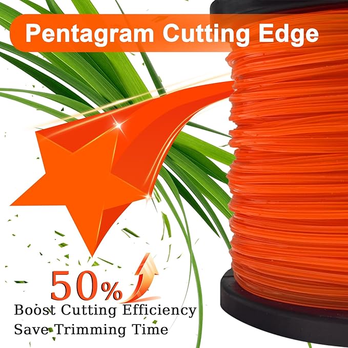 COSY GARDEN TOOLS String Trimmer Line 0.105-Inch 5LB Weed Wacker String Commercial Grade Orange Pentagon Weed Eater String for Most String Trimmer,Multi-Head String Trimmer Attachment