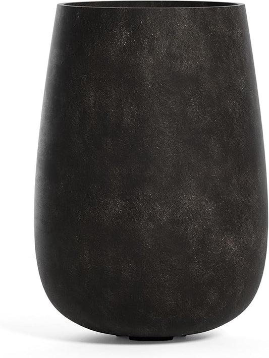 Mondo High Tall Planter – Brown Stone Finish – Fiberglass Indoor/Outdoor and Weather-Resistant Round Planter (17.7" D x 30.9" H Exterior, 16.5" D x 30.7" H Interior)