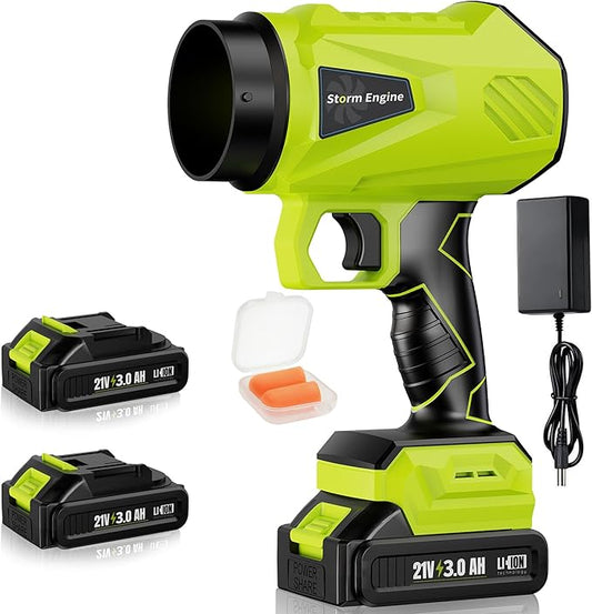 RICIVI Cordless Leaf Blower, 2 x 21V 3000mAh Batteries, Lightweight & Adjustable Speed, 500W Power, 464 CFM, 50,000 RPM, Ideal for Yard & Garden Cleanup