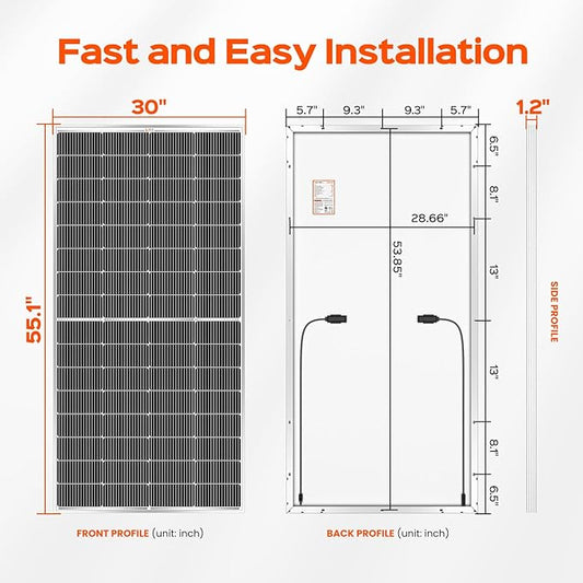 RICH SOLAR 220 Watt 12 Volt 16BB Cell Monocrystalline Solar Panel High Efficiency Solar Module for RV Trailer Camper Marine Off Grid
