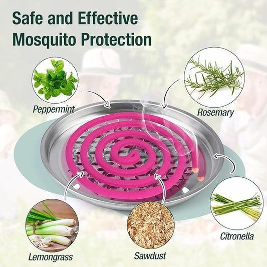20 Pack Mosquito Repellent Coils, Plant Based Citronella Mosquito Repellent Indoor Outdoor Bug Repellent for Patio Yard Camping, 7 Hour Protection, 1 Holder and 2 Stands