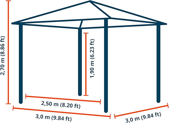 TOOLPORT Gazebo 10X10 Ft with Approx. 6.5 Oz/Yd² Waterproof Tarp Roof Pavilion with 4 Curtains in Gray