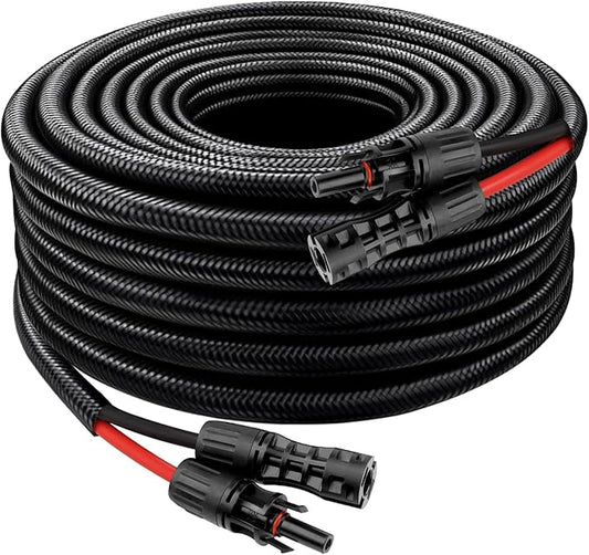 XRDS -RF Solar Cable 20FT, 8AWG Solar Extension Cable with Male & Female Solar Connectors, Flame-Retardant Protective Sleeving Solar Panel Cable, Weatherproof PV Wire for Solar Panel Connection