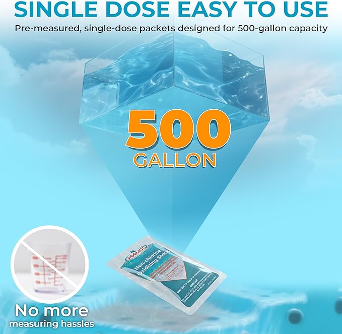 Non-Chlorine Spa Shock Oxidizer Cleaner for Hot Tub, Chlorine-Free Water Care,Single Dose Packets for Easy Hot Tub Maintenance & Treatment - 12 Pack