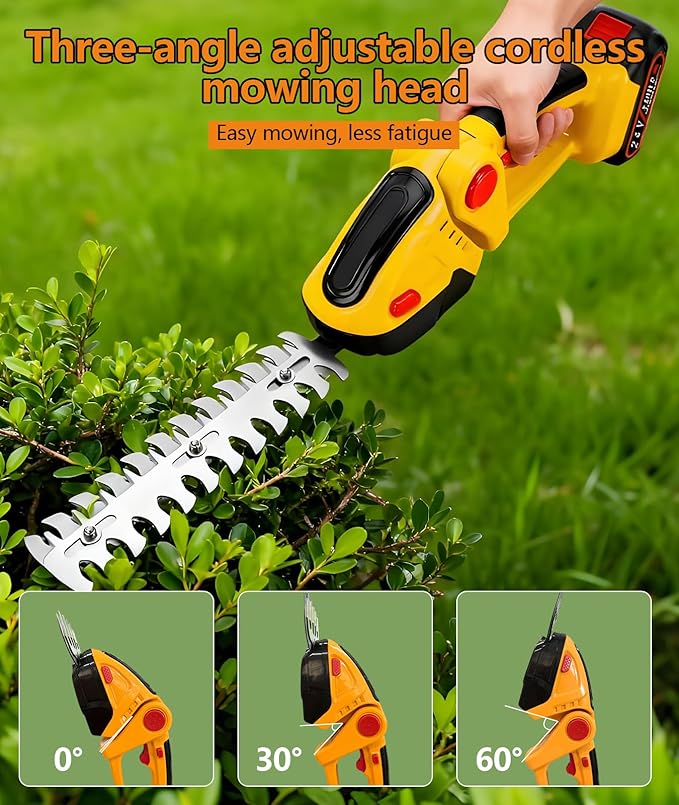 24V Cordless 2-in-1 Hedge Trimmer - High Power Long-Lasting Battery & Charger Included - Ideal for Garden Yard Lawn Edging