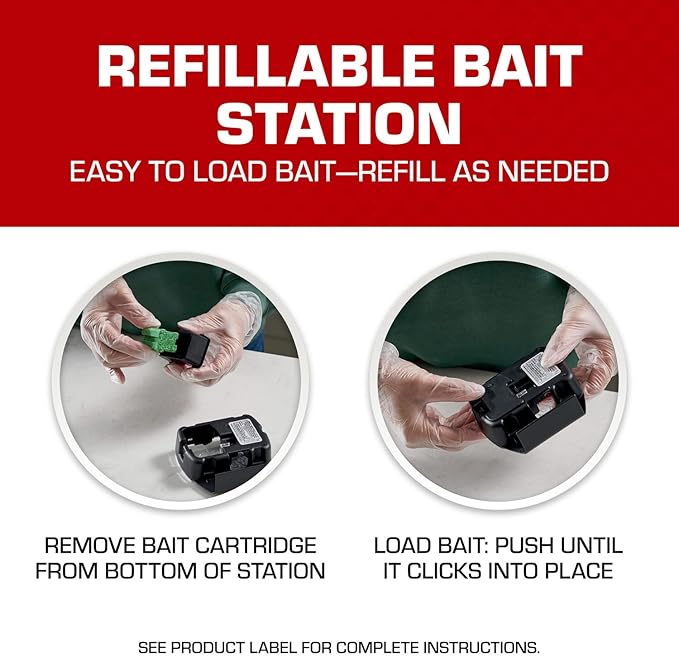 Tomcat Mouse Killer Child & Dog Resistant, Refillable Station for Indoor and Outdoor, 1 Station and 8 Poison Block Refills