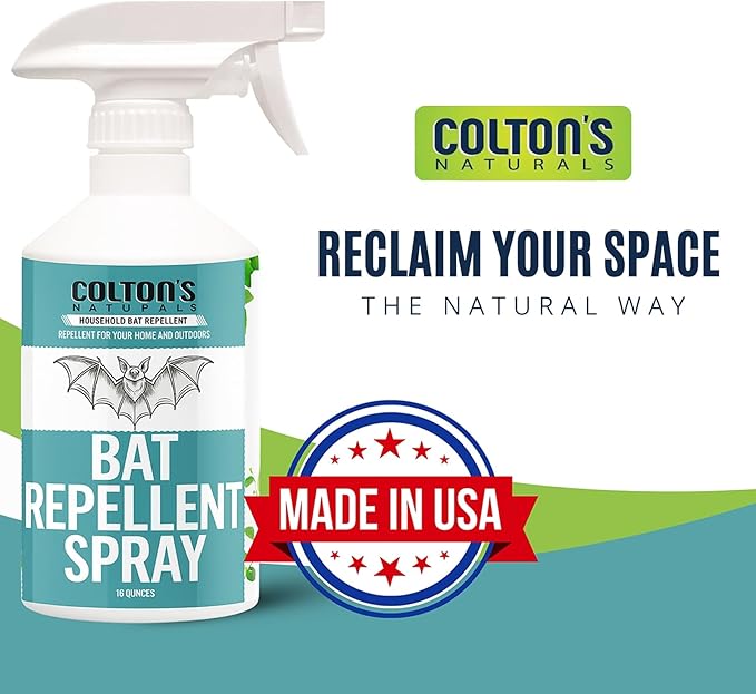 Bat Repellent Spray - Indoor/Outdoor Natural Deterrent, Discourage Invasion/Nesting Attic, Barnes, Homes, Garages (16 oz)