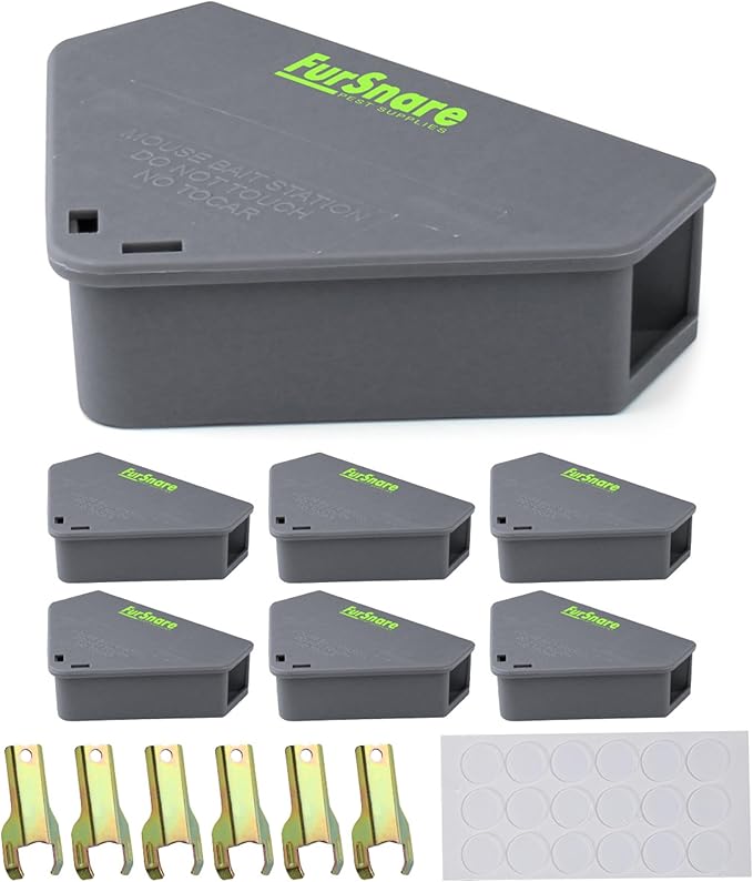 Mouse Bait Station for Outdoor & Indoor with Keys - Mice Traps for House Indoor Kill - Mouse Poisoning Bait Box for Home, Pest Control - Reusable, Safe for Kids & Pets (6 Pack Rodent Traps)