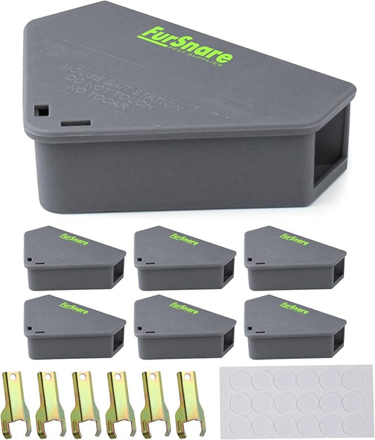 Mouse Bait Station for Outdoor & Indoor with Keys - Mice Traps for House Indoor Kill - Mouse Poisoning Bait Box for Home, Pest Control - Reusable, Safe for Kids & Pets (6 Pack Rodent Traps)