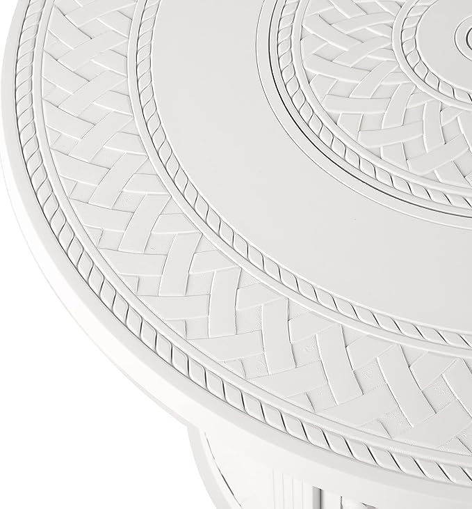 Oakland Living Round 34 in. x 34 in. Aluminum Propane Fire Pit Table with Glass Beads, Two Covers, Lid, 37,000 BTUs in White Finish