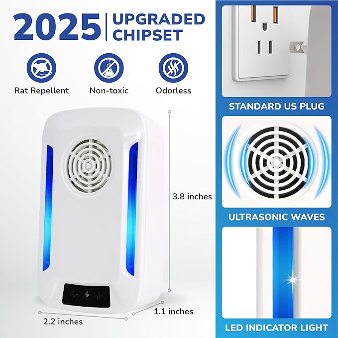 Ultrasonic Pest Repeller Indoor Plug in 6 Pack, Mouse Repellent Indoor, Mosquito Repellent, Pest Repeller Device for Roach, Rodent, Mouse, Bugs, Mosquito, Fleas, Spider, Ants