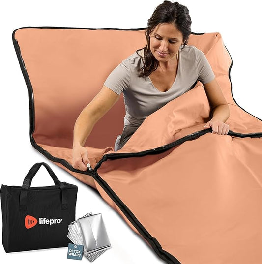 Lifepro Infrared Sauna Blanket for Detox & Relaxation – Low EMF Carbon Fiber Heating, 9 Temp Levels, 5 Colors – Portable Full Body Sauna Blanket Infrared with Waterproof Interior & Carry Bag