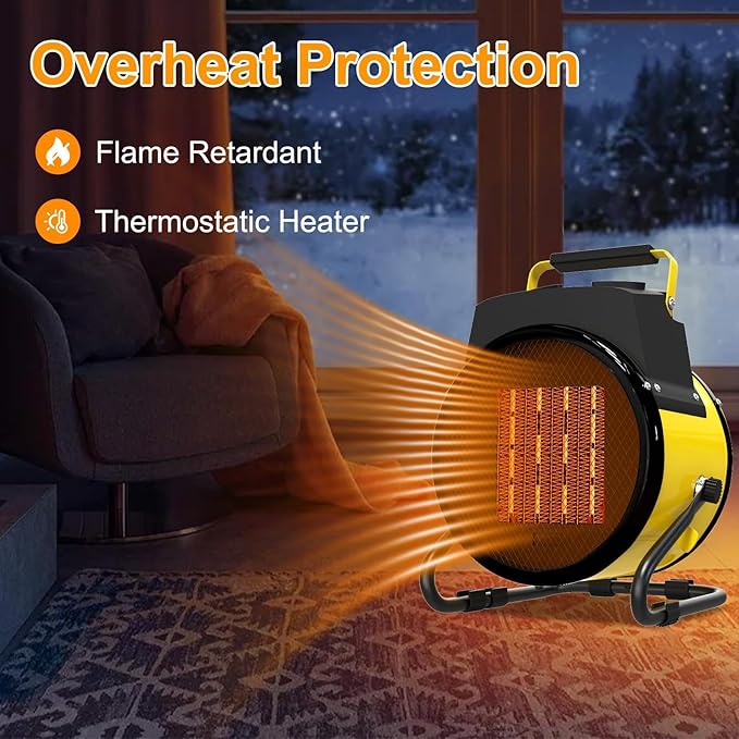 Outdoor Heater for Patio, 1500W Electric Garage Outdoor Heaters with 3 Modes, 3s Fast Heating, with Overheat Protection, Electric Space Heaters for Patio, Garage, Greenhouse, Office