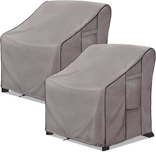 KylinLucky Waterproof Patio Furniture Covers 32W x 37D x 36H 2Pack, Heavy Duty Lawn Chair Cover for Outdoor Cloudy Grey