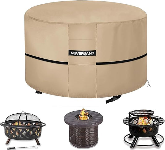 NEVERLAND Fire Pit Cover 36 inch Round - 2025 Upgrade Waterproof Outdoor Firepit Covers for 32-36 Inches 600D Oxford Heavy Duty Patio Gas Fire Pit Covers with 4 Buckle Straps and 2 Air Vents