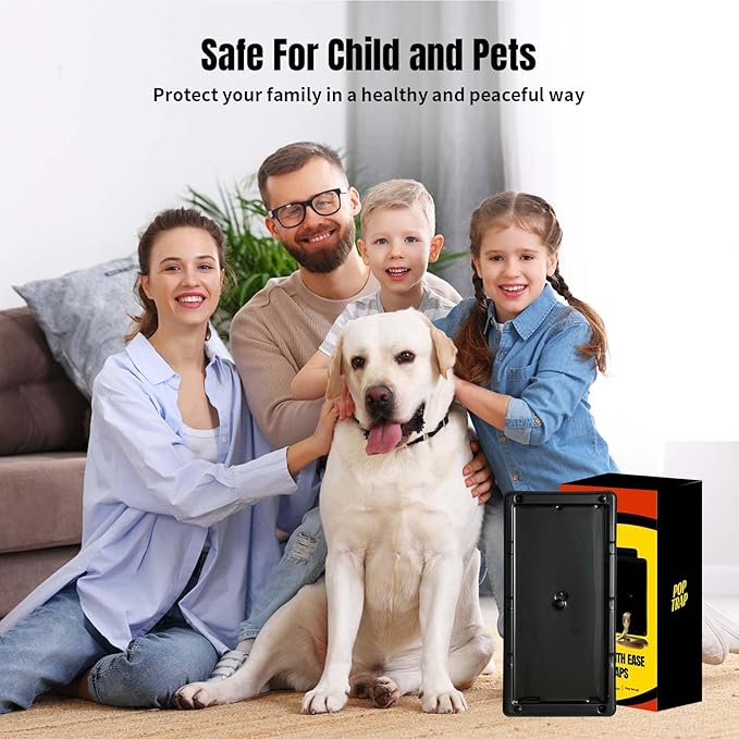POPTRAP Rat Trap Heavy Duty & Large, Super Sticky Mouse Trap with Ultra-Strong Glue, Scent of Peanut Butter for Indoor & Outdoor, Non-Toxic (BigSize-24Pack)