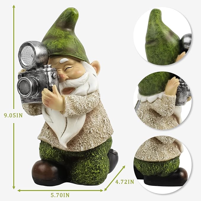 EPTUEGA Garden Gnomes Decorations for Yard - Garden Gnome Solar Statue Funny Outdoor Decor for Yard,Patio,Lawn,Unique Housewarming Gifts