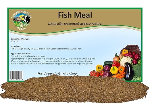 Fish Meal Fertilizer 16 Pounds for Vegetable Gardens, Flower Beds, Outdoor Plants, Trees & Shrubs - Ideal Nutrient-Rich Blend for Healthy Growth & Vibrant Blooms - Lancaster Agriculture Products