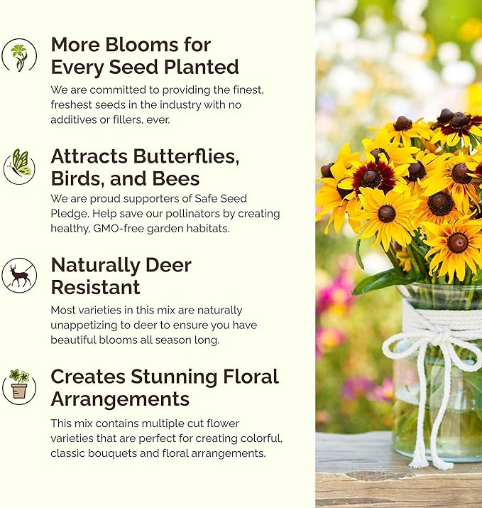 Eden Brothers Illinois Wildflower Mixed Seeds for Planting, 1 lb, 480,000+ Seeds with Cosmos, Blanket Flower | Attracts Pollinators, Plant in Spring or Fall, Zones