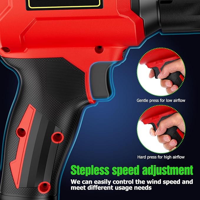 Cordless Leaf Blower, Leaf Blower Cordless with Battery and Charger, Portable Lightweight Handheld Blower, Extended Nozzle, Turbo Jet Blower for Lawn Care, Patio Cleaning, Leaves, Dust (Red)