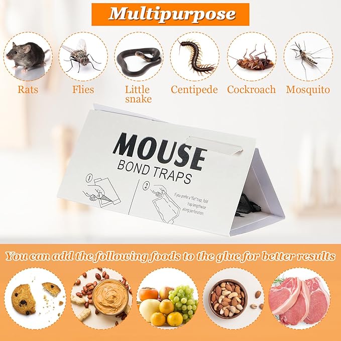 Qualirey 150 Pack Traps for Mouses Rats Rodents Snake Bugs Mice Sticky Traps Pads Indoor Bulk Non-Toxic Adhesive Glue Boards