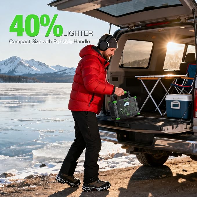 Solar Generator 1000W (Peak 2000W), EBL 999Wh Portable Power Station, 110V Pure Sine Wave AC Outlet with PD 60W USB-C Fast Charging, Outdoor Camping RV Van Home Backup Off-Grid Living